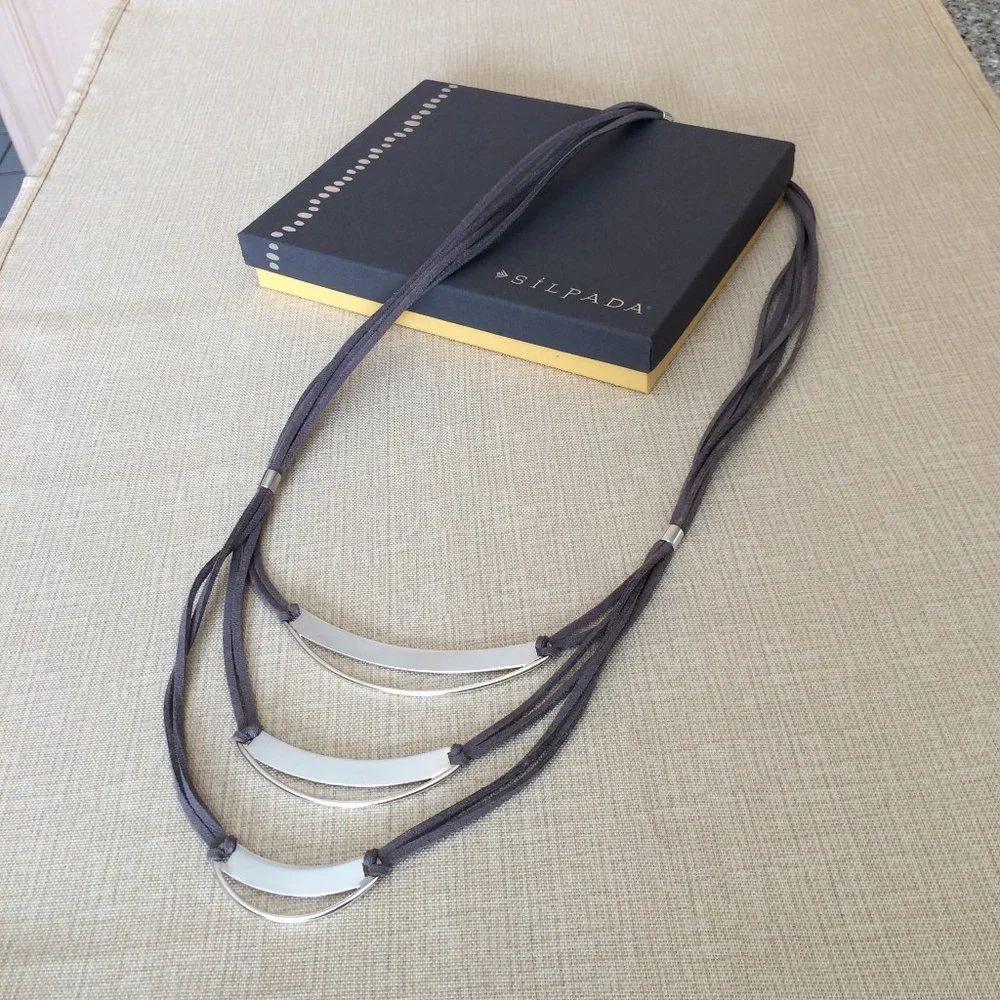 SILPADA LUXE LAYERS STERLING TRIPLE GREY/BLACK SUEDE COMPLIMENTS GALORE … - Picture 1 of 5